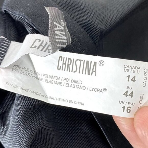 Christina Black One Piece Swimsuit Bathing Suit With Decorated Décolletage 14 - Picture 10 of 13